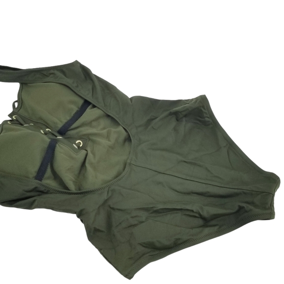 Mossimo Green & Gold Lace Front One-piece Swimsuit - Picture 7 of 7